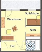 Grundriss Wohnung, 1 Zimmer (36,22 m²), Franz-Stephan-Straße 2, Gera