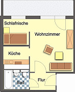 Grundriss Wohnung, 1 Zimmer (33,56 m²), Kastanienstraße 13, Gera