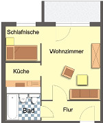 Grundriss Wohnung, 1 Zimmer (35,38 m²), Pößnecker Straße 17, Gera