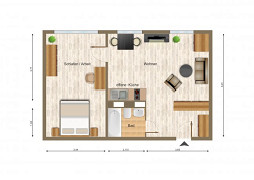 Grundriss Wohnung, 2 Zimmer (53 m²), Otto-Militzer-Straße 1, Jena