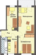 Grundriss Wohnung, 3 Zimmer (59,5 m²), Lis.-Herrmann-Straße 34, Gera
