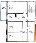 Grundriss Wohnung, 3 Zimmer (84,11 m²), Pößnecker Straße 18, Gera