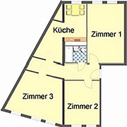 Grundriss Wohnung, 1 Zimmer (31,05 m²), Ziegelberg 11, Gera