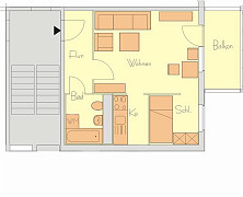 Grundriss Wohnung, 1 Zimmer (34,48 m²), Wartburgstraße 17, Gera