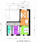 Grundriss Wohnung, 2 Zimmer (53,4 m²), Plauensche Straße 53, Gera