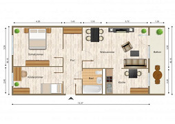 Grundriss Wohnung, 3 Zimmer (70,67 m²), Franz-Stephan-Straße 4, Gera