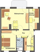 Grundriss Wohnung, 3 Zimmer (71,1 m²), Wiesestraße 220, Gera