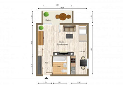Grundriss Wohnung, 1 Zimmer (35,37 m²), Platanenstraße 10, Gera