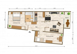 Grundriss Wohnung, 3 Zimmer (61,64 m²), Elsterberger Straße 27, Gera