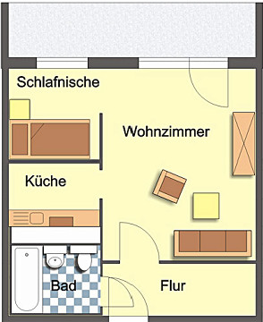 Grundriss - Single-Apartment mit großem Balkon!, Kastanienstraße 13, Gera