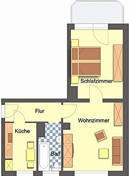 Grundriss - Wohnung, 2 Zimmer (52,24 m²), Prof.-Simmel-Straße 26, Gera