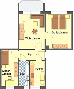 Grundriss - Wohnung, 3 Zimmer (60,2 m²), Dr.-Th.-Neubauer-Str. 40, Gera