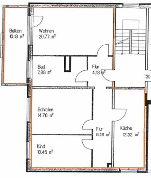 Grundriss - Wohnung, 3 Zimmer (84,11 m²), Pößnecker Straße 18, Gera