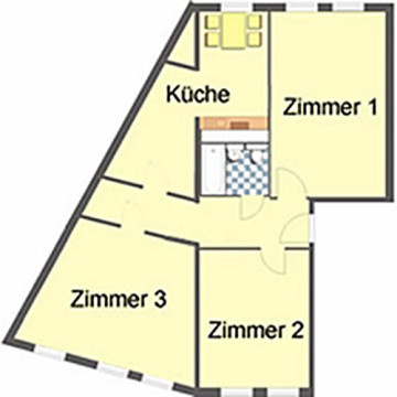 Grundriss - Wohnung, 1 Zimmer (31,05 m²), Ziegelberg 11, Gera