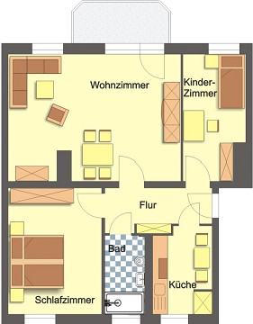 Grundriss - Wohnung, 3 Zimmer (71,1 m²), Wiesestraße 220, Gera