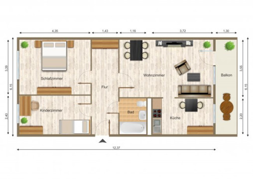Grundriss - Wohnung, 3 Zimmer (70,67 m²), Schleizer Straße 6, Gera