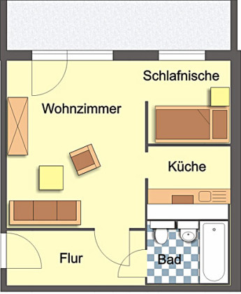 Grundriss Wohnung, 1 Zimmer (36,22 m²), Franz-Stephan-Straße 2, Gera