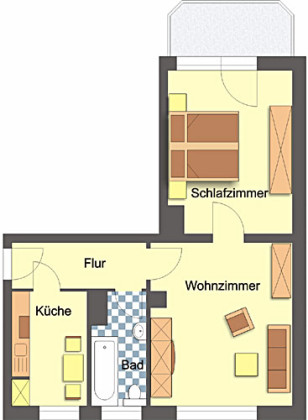 Grundriss Wohnung, 2 Zimmer (52,24 m²), Prof.-Simmel-Straße 26, Gera