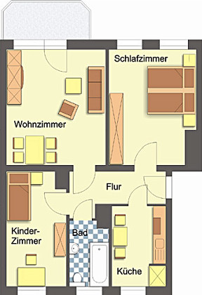 Grundriss Wohnung, 3 Zimmer (62,39 m²), Wiesestraße 216, Gera
