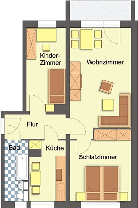 Grundriss Wohnung, 3 Zimmer (59,5 m²), Lis.-Herrmann-Straße 34, Gera