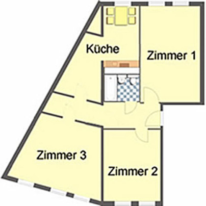 Grundriss Wohnung, 1 Zimmer (31,05 m²), Ziegelberg 11, Gera