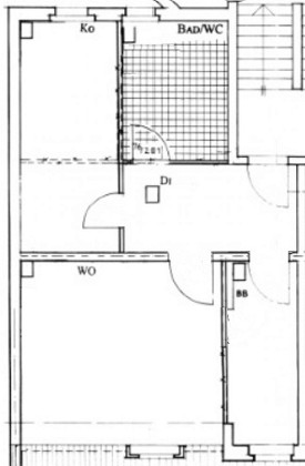 Grundriss Wohnung, 2 Zimmer (45,03 m²), Fuchsklamm  16, Gera