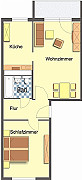 Grundriss Wohnung, 2 Zimmer (55,23 m²), Wartburgstraße 13, Gera