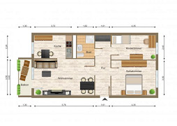 Grundriss Wohnung, 3 Zimmer (69,07 m²), Felbrigstraße 4, Gera