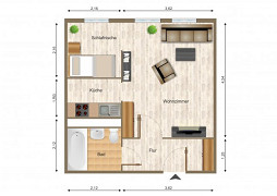 Grundriss Wohnung, 1 Zimmer (32,42 m²), Franz-Stephan-Straße 16, Gera