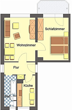 Grundriss - Wohnung, 2 Zimmer (48,81 m²), Haeckelstraße 12, Gera