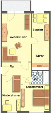 Grundriss - Wohnung, 3 Zimmer (70 m²), Wartburgstraße 9, Gera