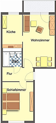 Grundriss Wohnung, 2 Zimmer (55,23 m²), Wartburgstraße 13, Gera