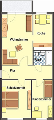 Grundriss Wohnung, 3 Zimmer (69,08 m²), Wartburgstraße 13, Gera