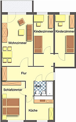 Grundriss Wohnung, 4 Zimmer (82,03 m²), Seydelstraße 22, Gera