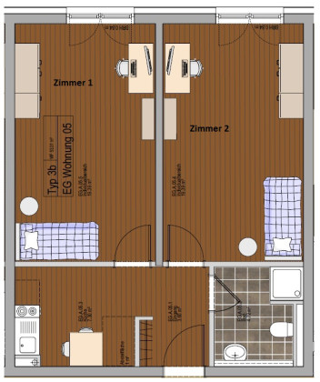 Grundriss Wohnung, 1 Zimmer (26,78 m²), Camburger Straße 95, Jena